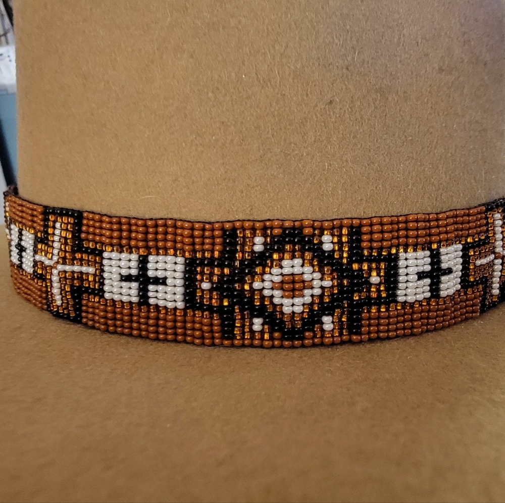 Beaded Hatband Handmade With Seed Beads